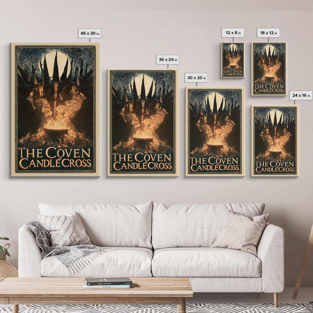 The Coven At Candlecross, English Language Horror Movie Poster, Stained Glass Gothic Art, Cult Horror Poster, Canvas Print