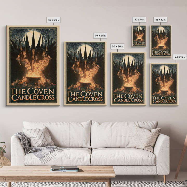 The Coven At Candlecross, English Language Horror Movie Poster, Stained Glass Gothic Art, Cult Horror Poster, Canvas Print