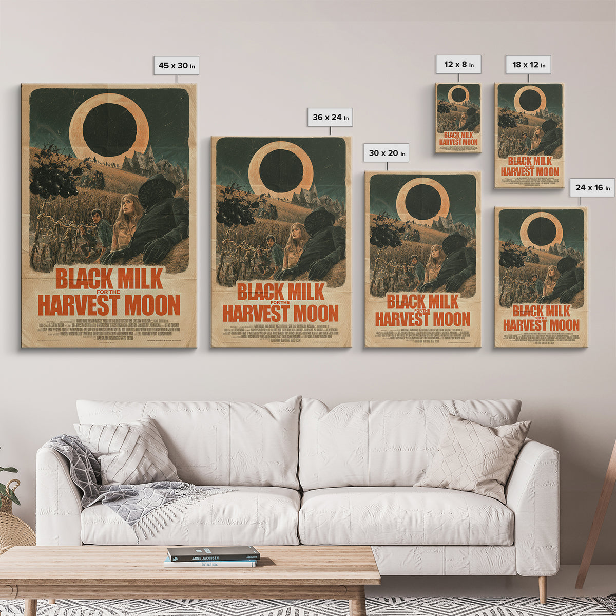 Black Milk For The Harvest Moon, English Language Horror Movie Poster, Giallo Horror Art, Gothic Cinema Wall Art, Canvas Print