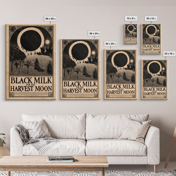 Black Milk For The Harvest Moon, English Language Horror Movie Poster, Decadent Line Art, Classic Monster Poster, Canvas Print