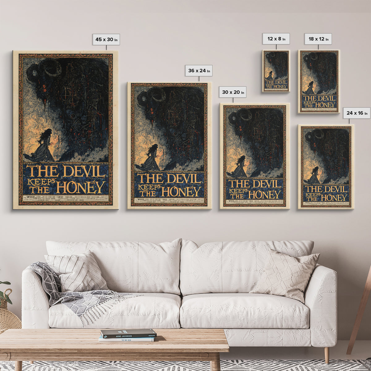 The Devil Keeps The Honey, English Language Horror Movie Poster, Stained Glass Gothic Art, Classic Monster Poster, Canvas Print