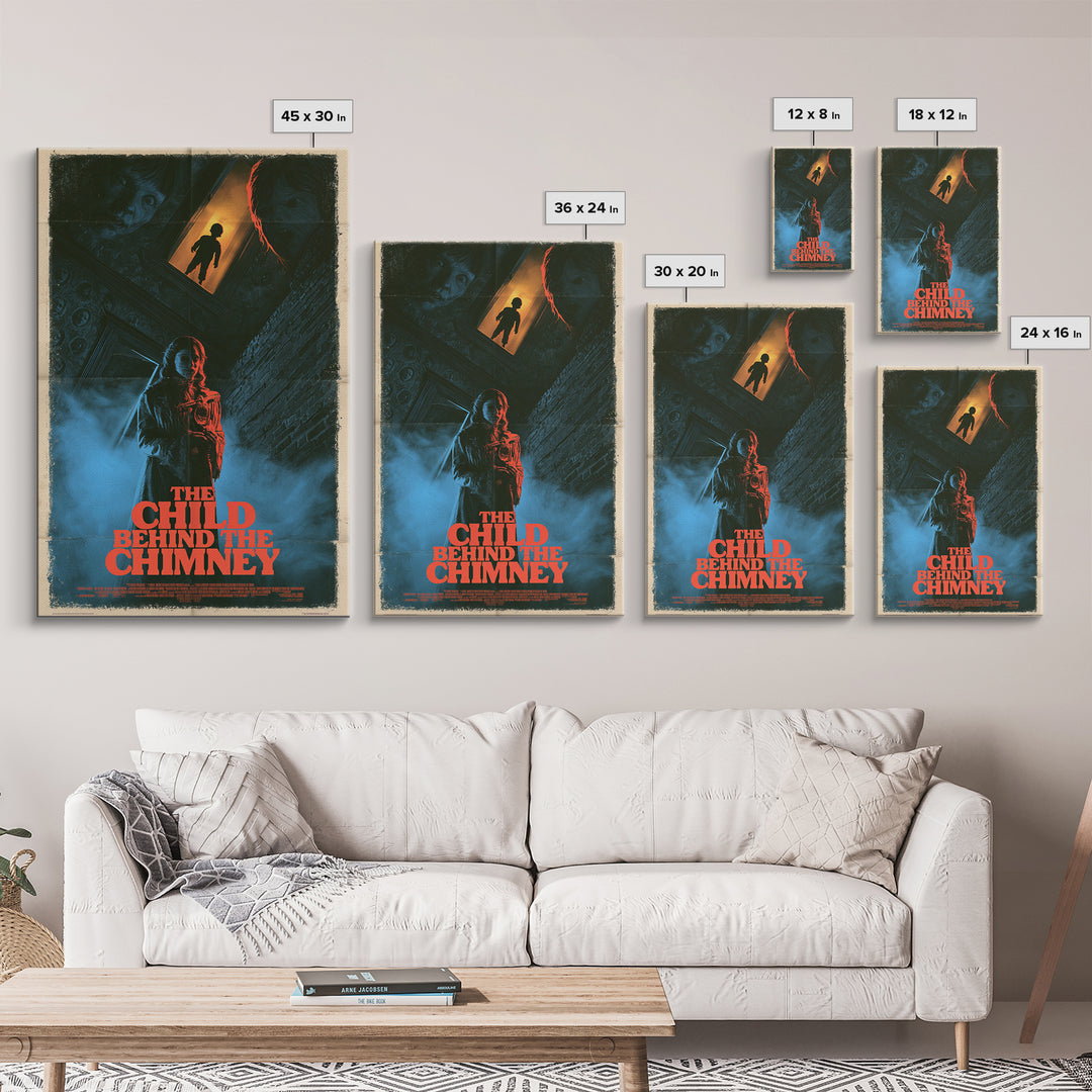 The Child Behind The Chimney, English Language Horror Movie Poster, 1980s Vhs Nightmare Cover Inspired Art, Cult Horror Poster, Canvas Print
