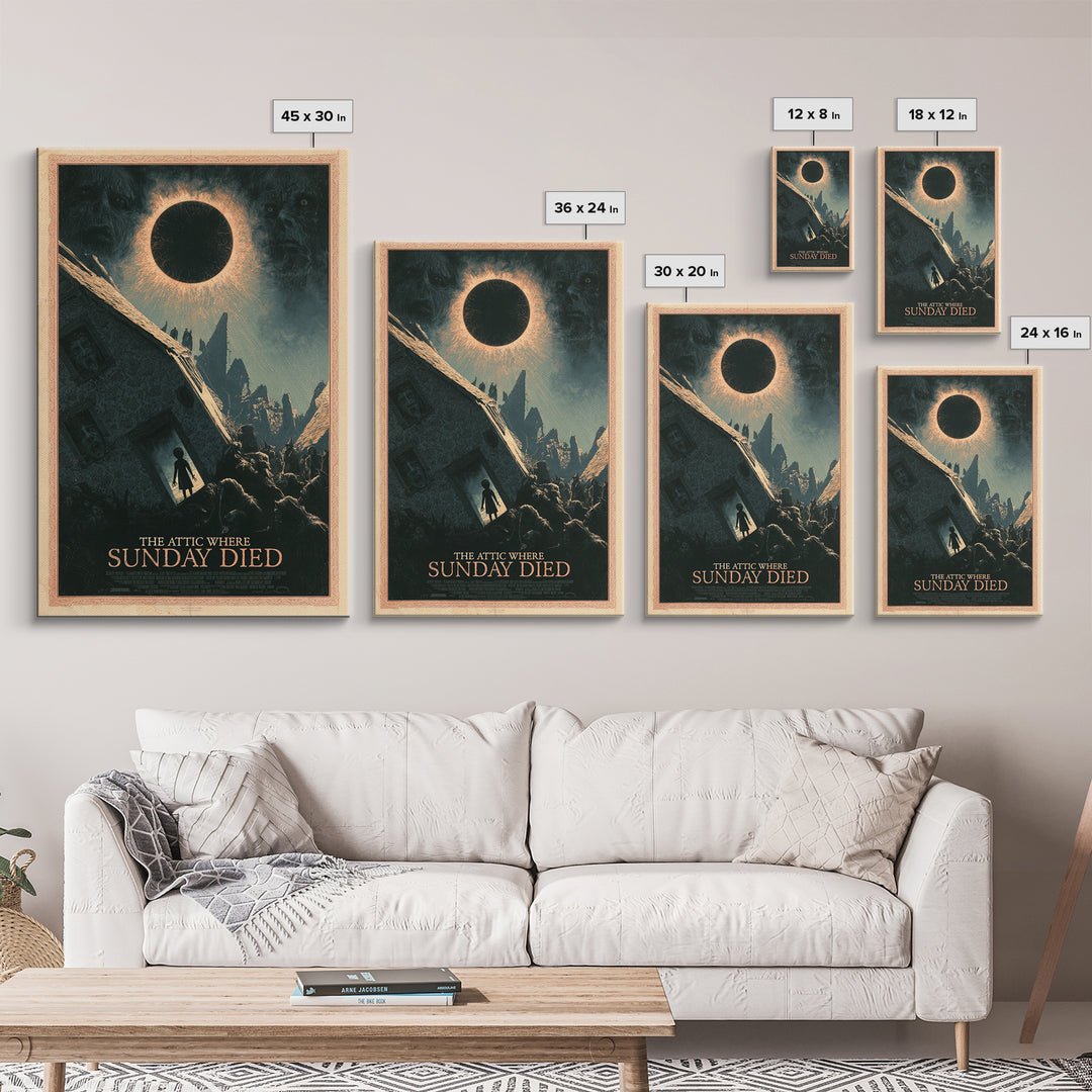The Attic Where Sunday Died, English Language Horror Movie Poster, Dark Romantic Horror Art, Cult Horror Poster, Canvas Print