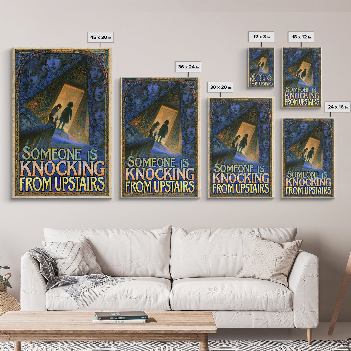 Someone Is Knocking From Upstairs, English Language Horror Movie Poster, Stained Glass Gothic Art, Classic Monster Poster, Canvas Print