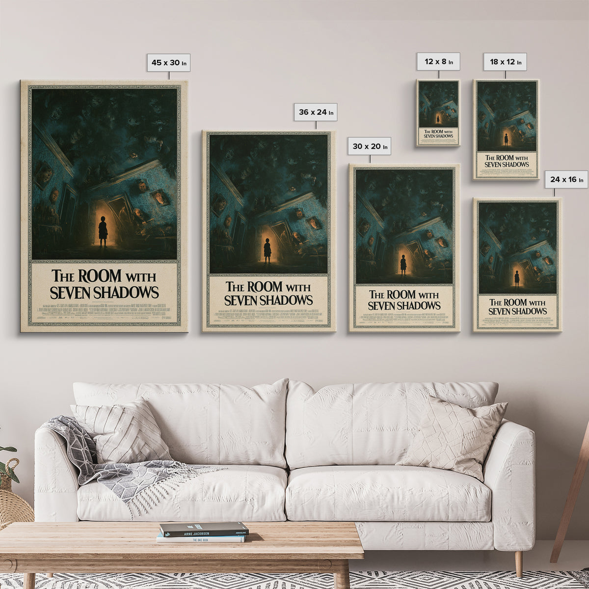 The Room With Seven Shadows, English Language Horror Movie Poster, Dark Romantic Horror Art, Gothic Cinema Wall Art, Framed Canvas Print