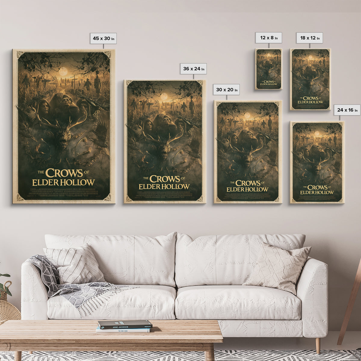 The Crows Of Elder Hollow, English Language Horror Movie Poster, Dark Romantic Horror Art, Retro Horror Movie Art, Canvas Print