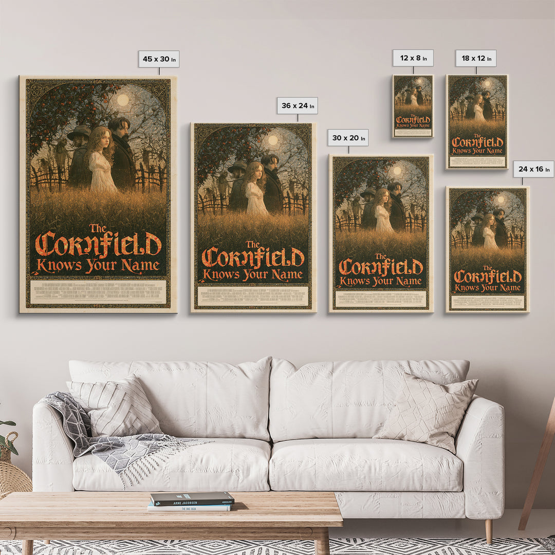 The Cornfield Knows Your Name, English Language Horror Movie Poster, Stained Glass Gothic Art, Classic Monster Poster, Canvas Print