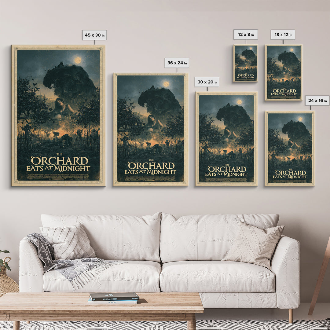 The Orchard Eats At Midnight, English Language Horror Movie Poster, Gothic Nightmare Art, Retro Horror Movie Art, Canvas Print