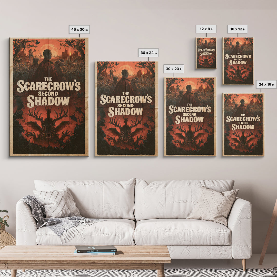 The Scarecrow'S Second Shadow, English Language Horror Movie Poster, 1960s Horror Art, Classic Monster Poster, Framed Canvas Print