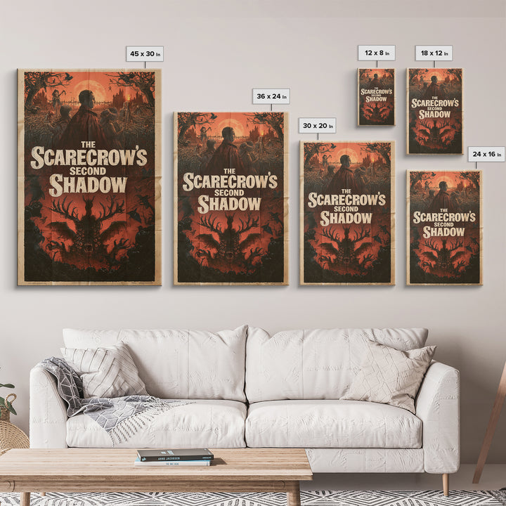 The Scarecrow'S Second Shadow, English Language Horror Movie Poster, 1960s Horror Art, Classic Monster Poster, Framed Canvas Print