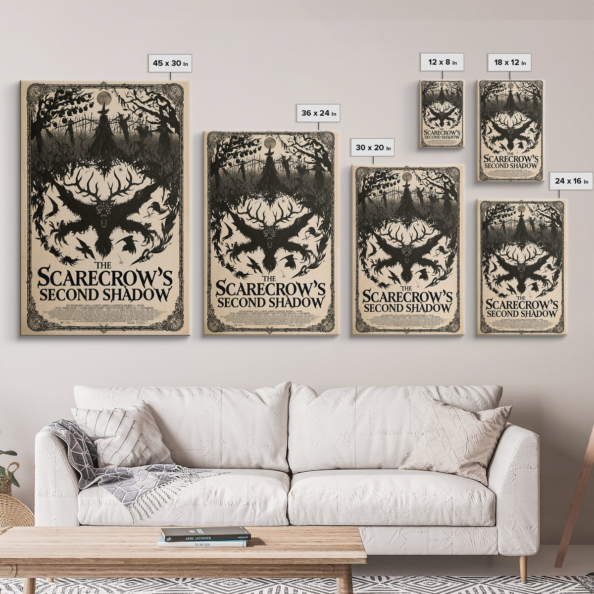 The Scarecrow'S Second Shadow, English Language Horror Movie Poster, Decadent Line Art, Cult Horror Poster, Canvas Print