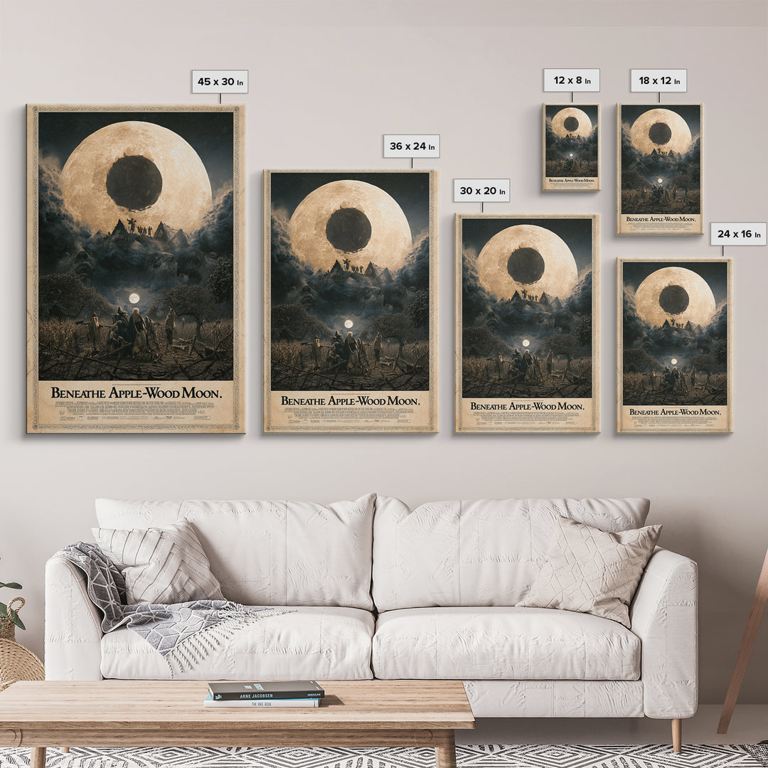 Beneath The Apple-Wood Moon, English Language Horror Movie Poster, Dark Romantic Horror Art, Retro Horror Movie Art, Canvas Print
