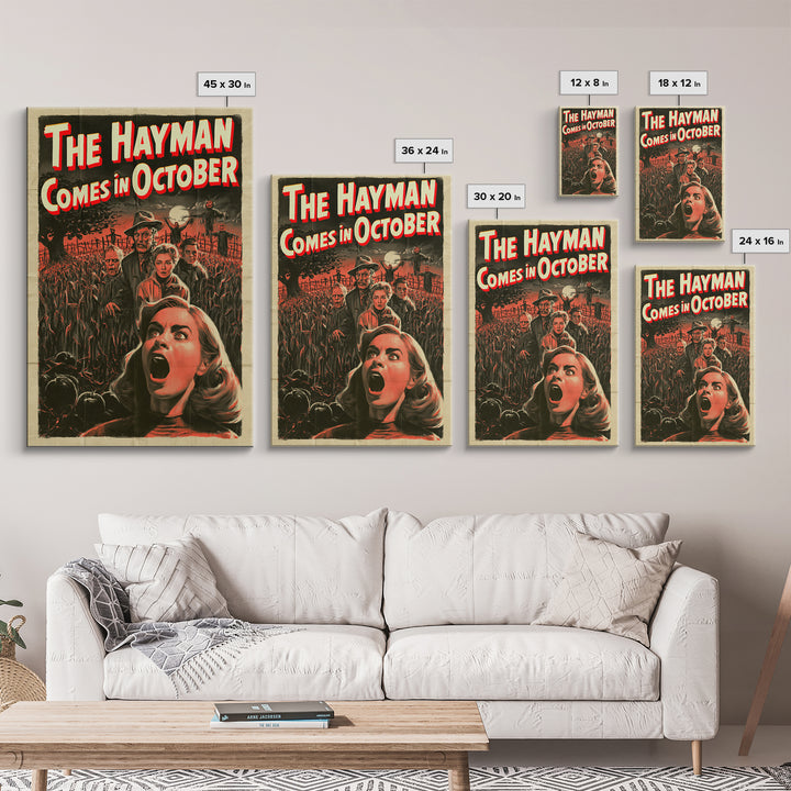 The Hayman Comes In October, English Language Horror Movie Poster, 1950s Creature-Feature One-Sheet Inspired Art, Gothic Cinema Wall Art