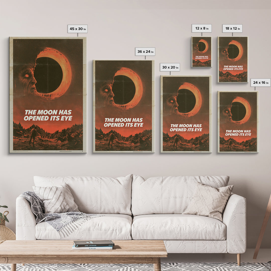 The Moon Has Opened Its Eye, English Language Horror Movie Poster, 1970s Horror Art, Retro Horror Movie Art, Framed Canvas Print