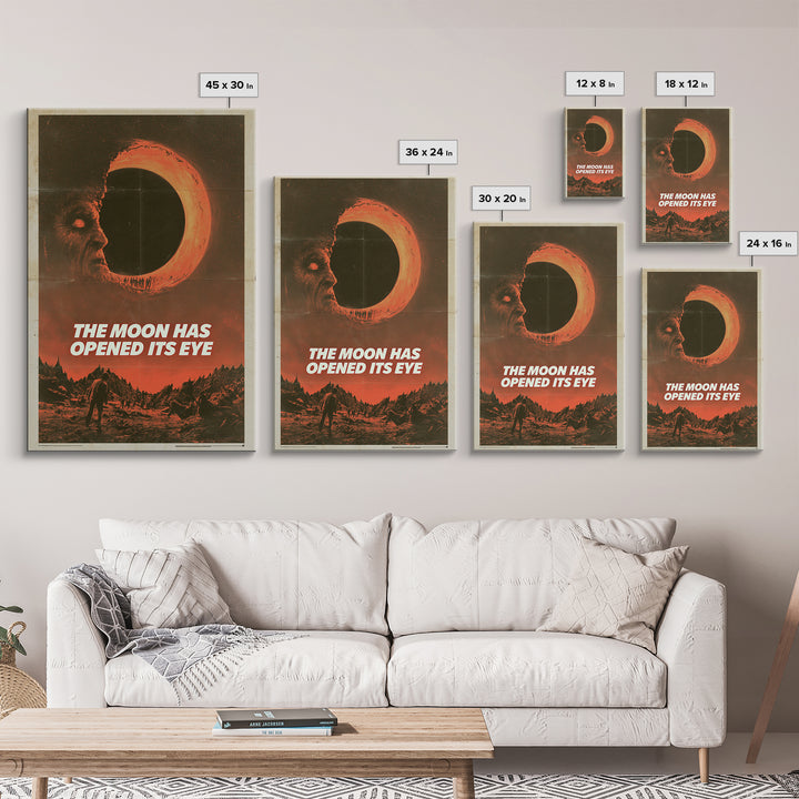 The Moon Has Opened Its Eye, English Language Horror Movie Poster, 1970s Horror Art, Retro Horror Movie Art, Framed Canvas Print