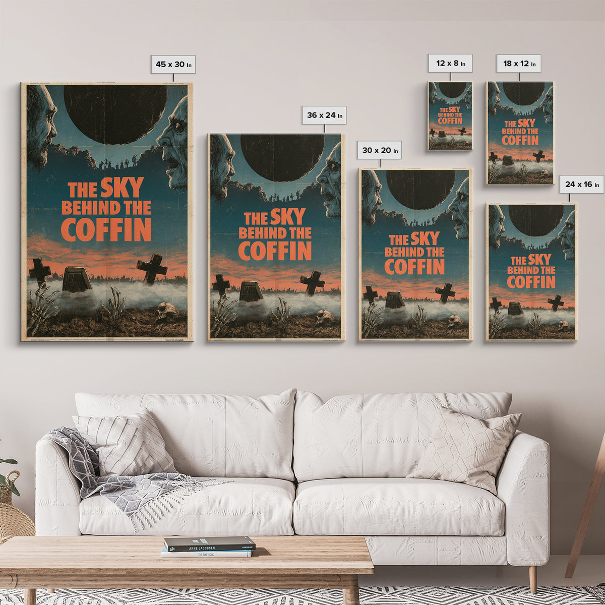 The Sky Behind The Coffin, English Language Horror Movie Poster, 1970s Horror Art, Cult Horror Poster, Framed Canvas Print