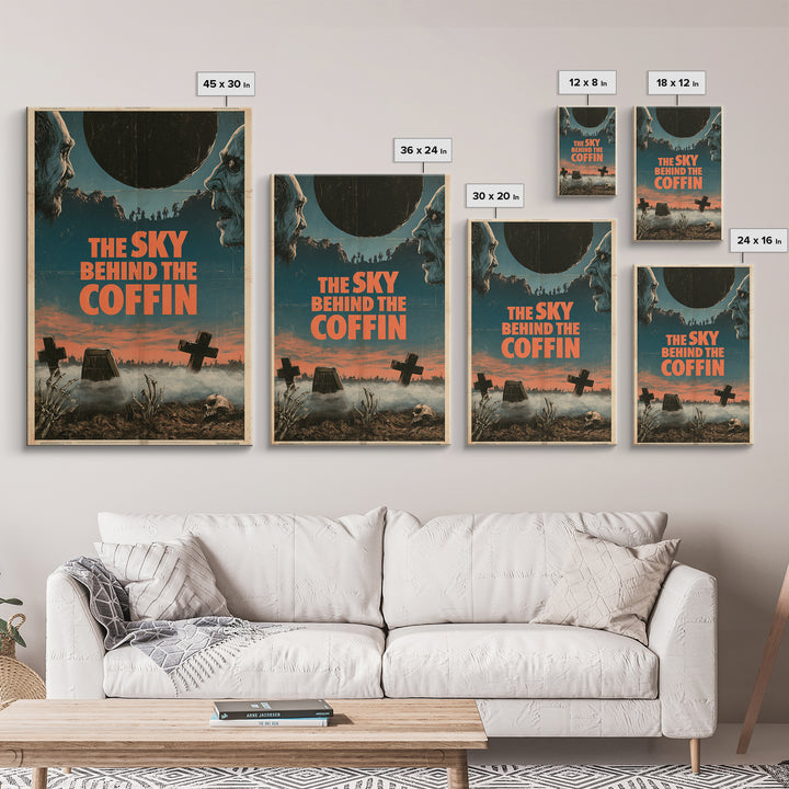 The Sky Behind The Coffin, English Language Horror Movie Poster, 1970s Horror Art, Cult Horror Poster, Framed Canvas Print
