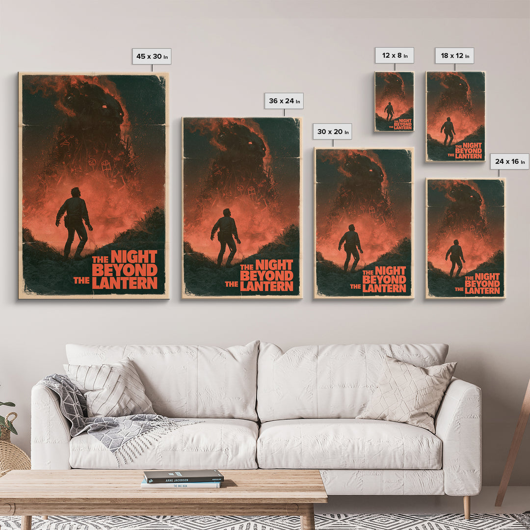 The Night Beyond The Lantern, English Language Horror Movie Poster, 1970s Horror Art, Gothic Cinema Wall Art, Framed Canvas Print