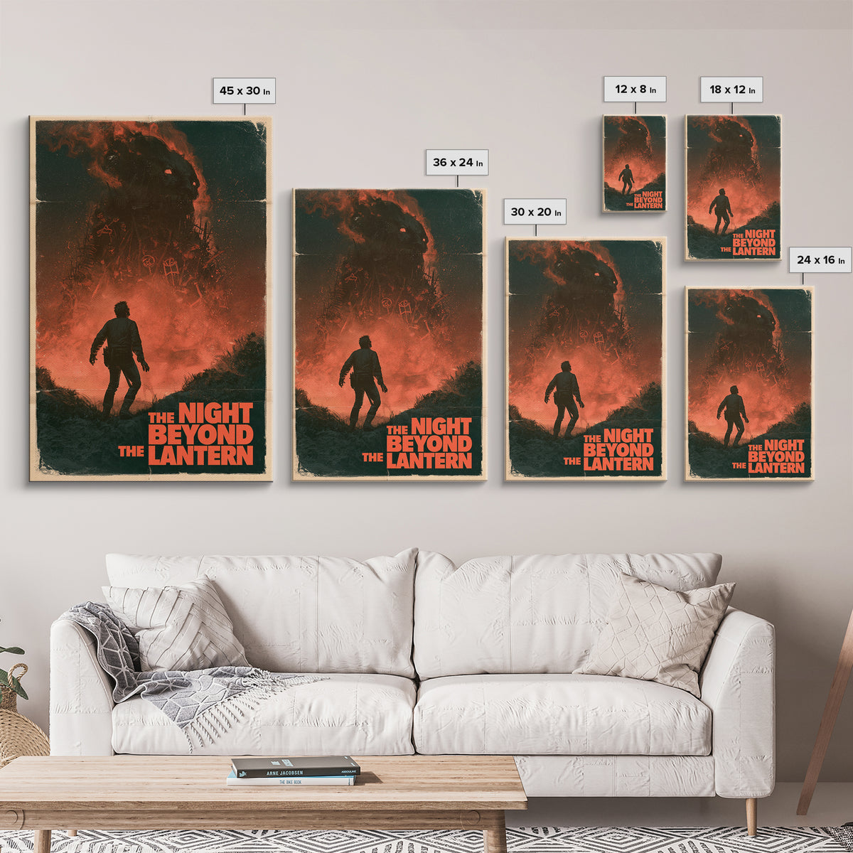 The Night Beyond The Lantern, English Language Horror Movie Poster, 1970s Horror Art, Gothic Cinema Wall Art, Framed Canvas Print