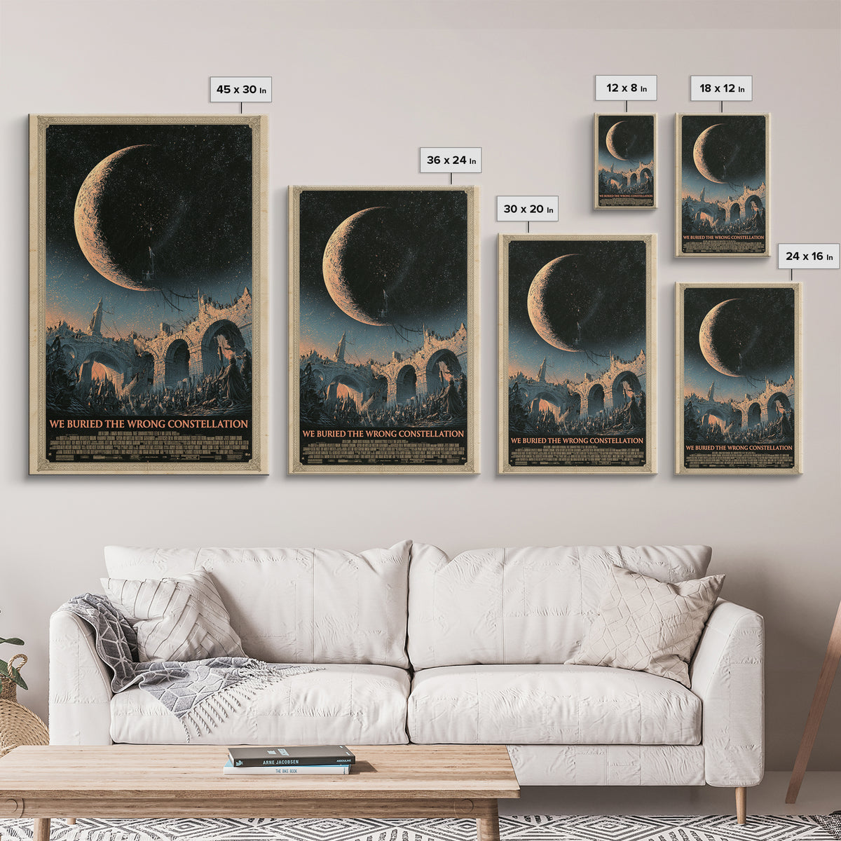 We Buried The Wrong Constellation, English Language Horror Movie Poster, Architectural Etching Art, Retro Horror Movie Art