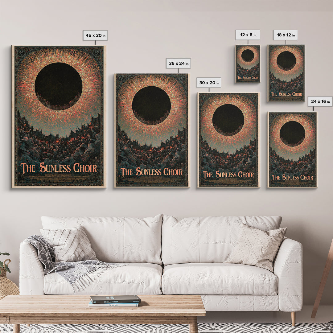 The Sunless Choir, English Language Horror Movie Poster, Stained Glass Gothic Art, Classic Monster Poster, Canvas Print, Horror Wall Decor