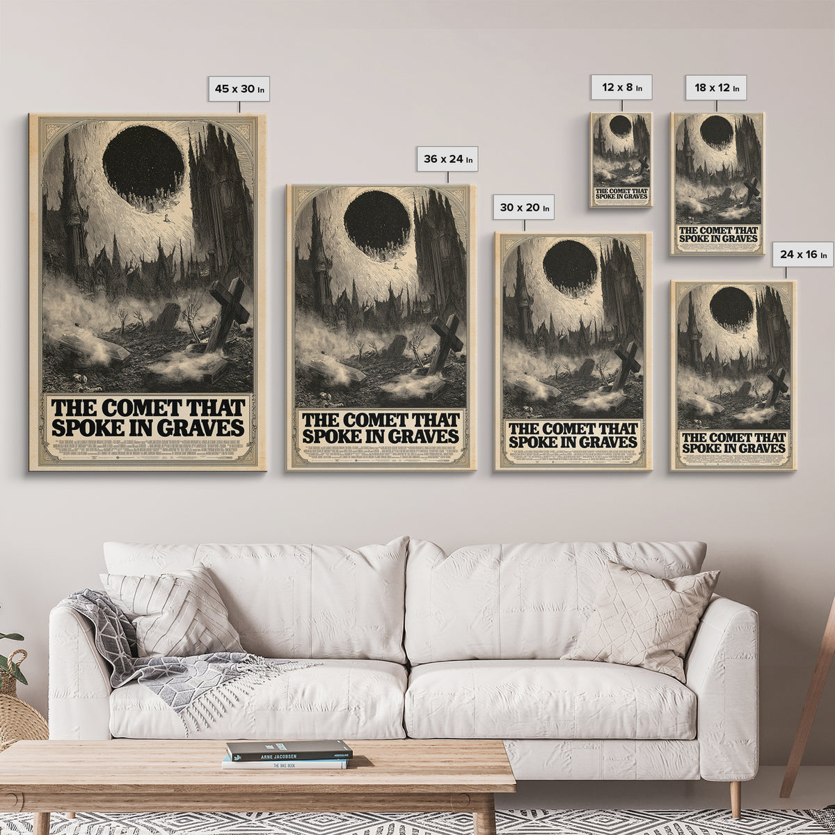 The Comet That Spoke In Graves, English Language Horror Movie Poster, Gothic Engraving Art, Retro Horror Movie Art, Canvas Print