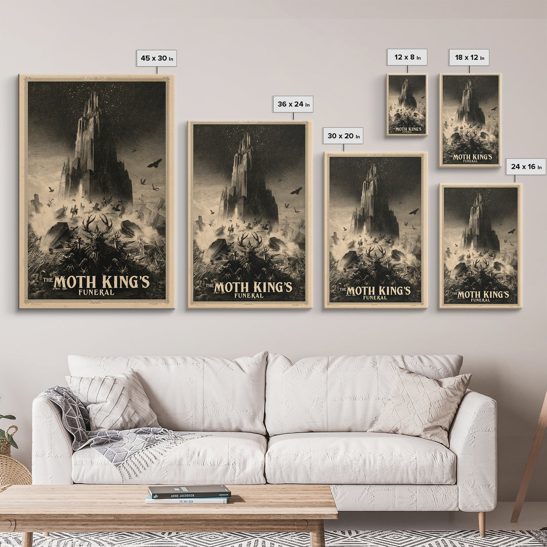 The Moth King'S Funeral, English Language Horror Movie Poster, Gothic Engraving Art, Retro Horror Movie Art, Canvas Print
