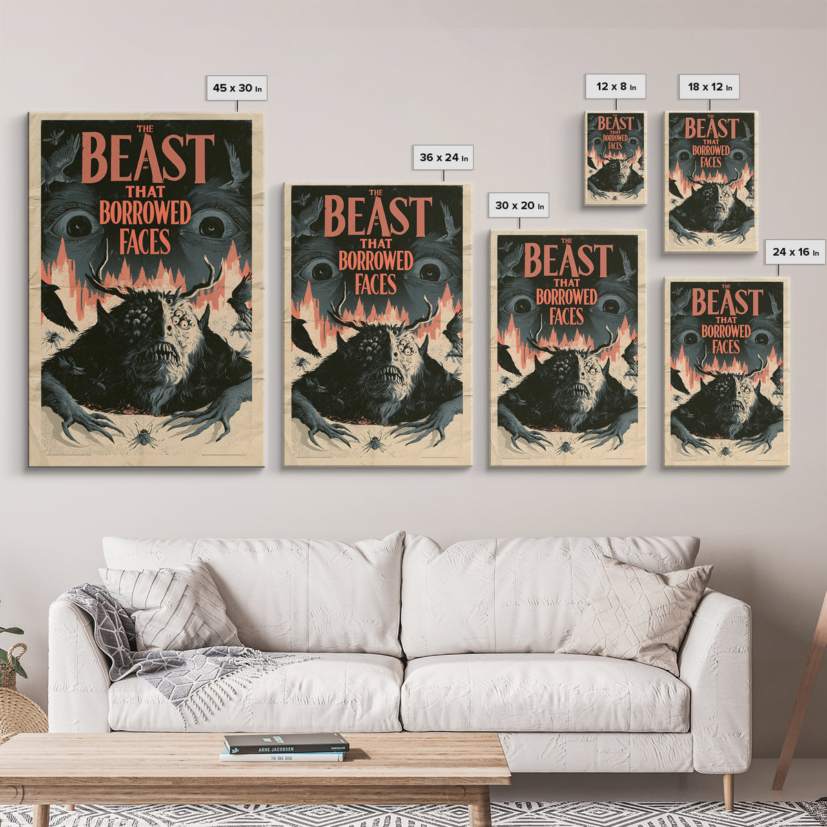 The Beast That Borrowed Faces, English Language Horror Movie Poster, 1930s Horror Art, Cult Horror Poster, Framed Canvas Print