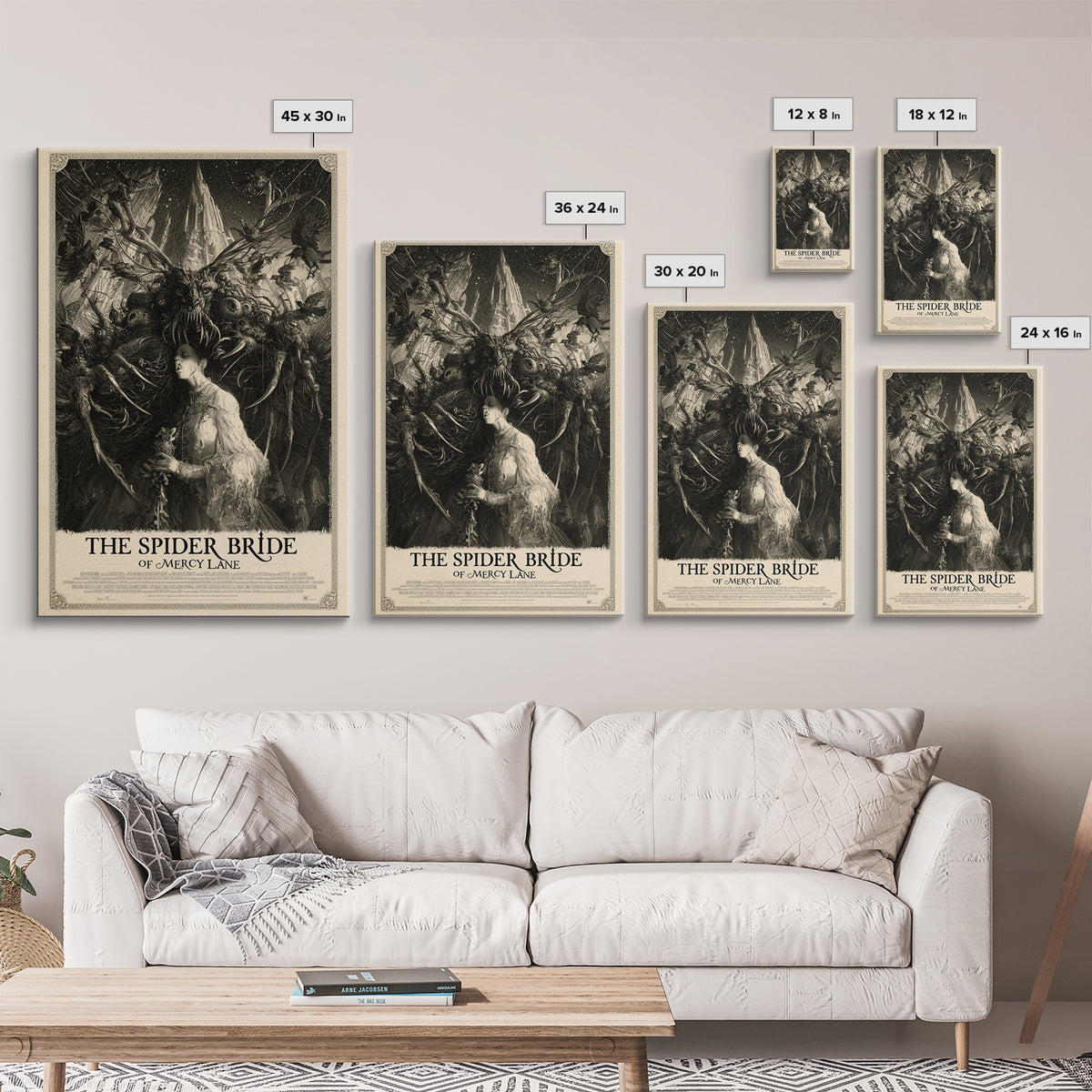 The Spider Bride Of Mercy Lane, English Language Horror Movie Poster, Gothic Engraving Art, Gothic Cinema Wall Art, Canvas Print