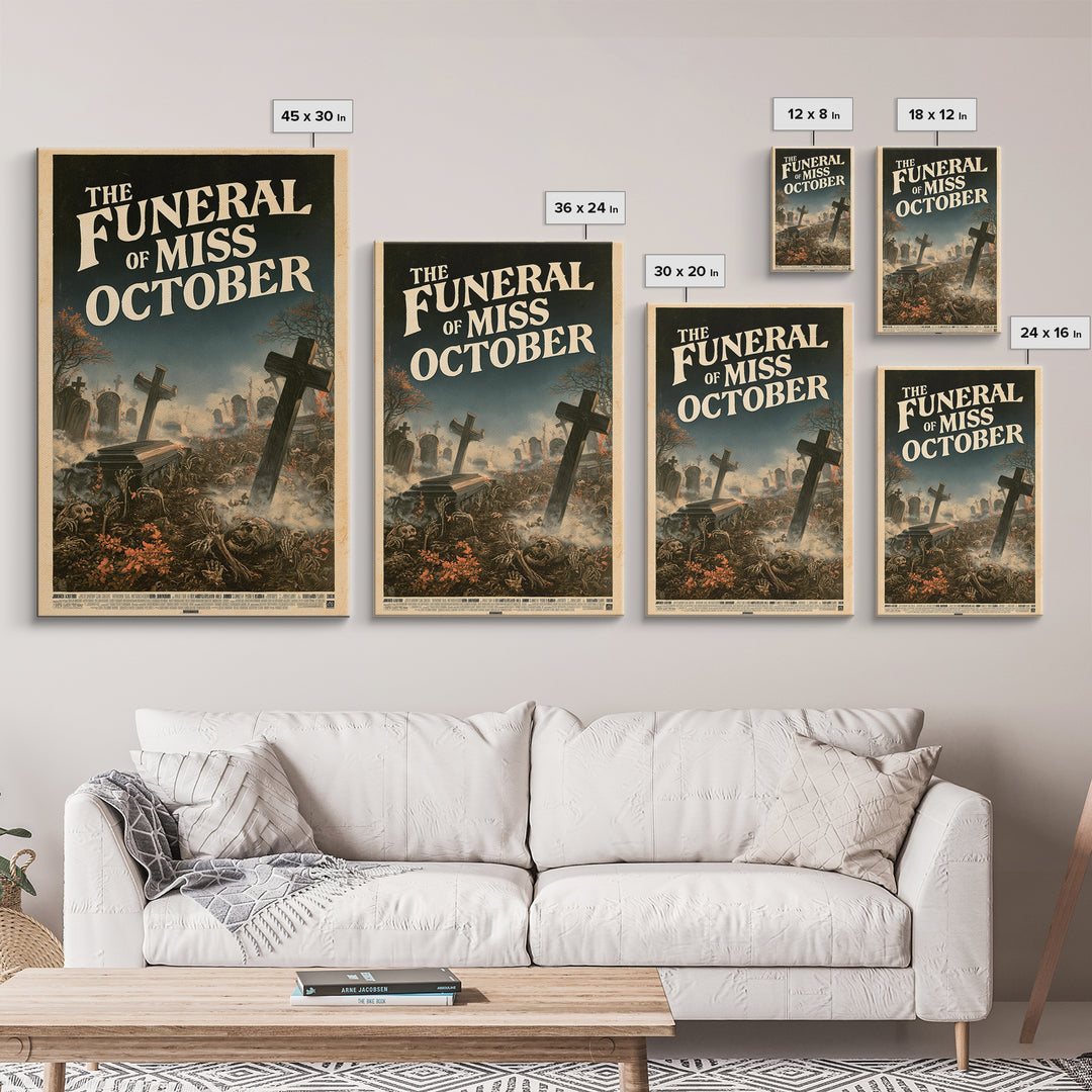 The Funeral Of Miss October, English Language Horror Movie Poster, Stained Glass Gothic Art, Cult Horror Poster, Canvas Print