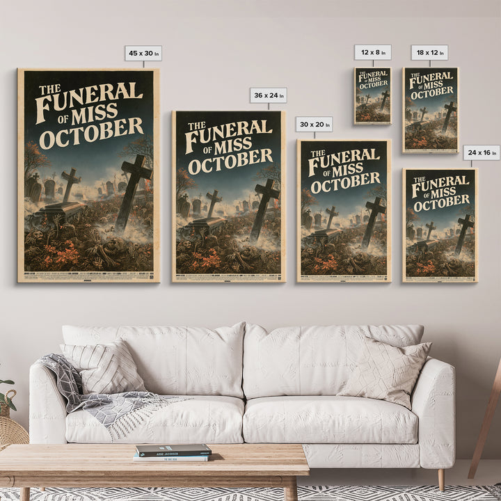 The Funeral Of Miss October, English Language Horror Movie Poster, Stained Glass Gothic Art, Cult Horror Poster, Canvas Print