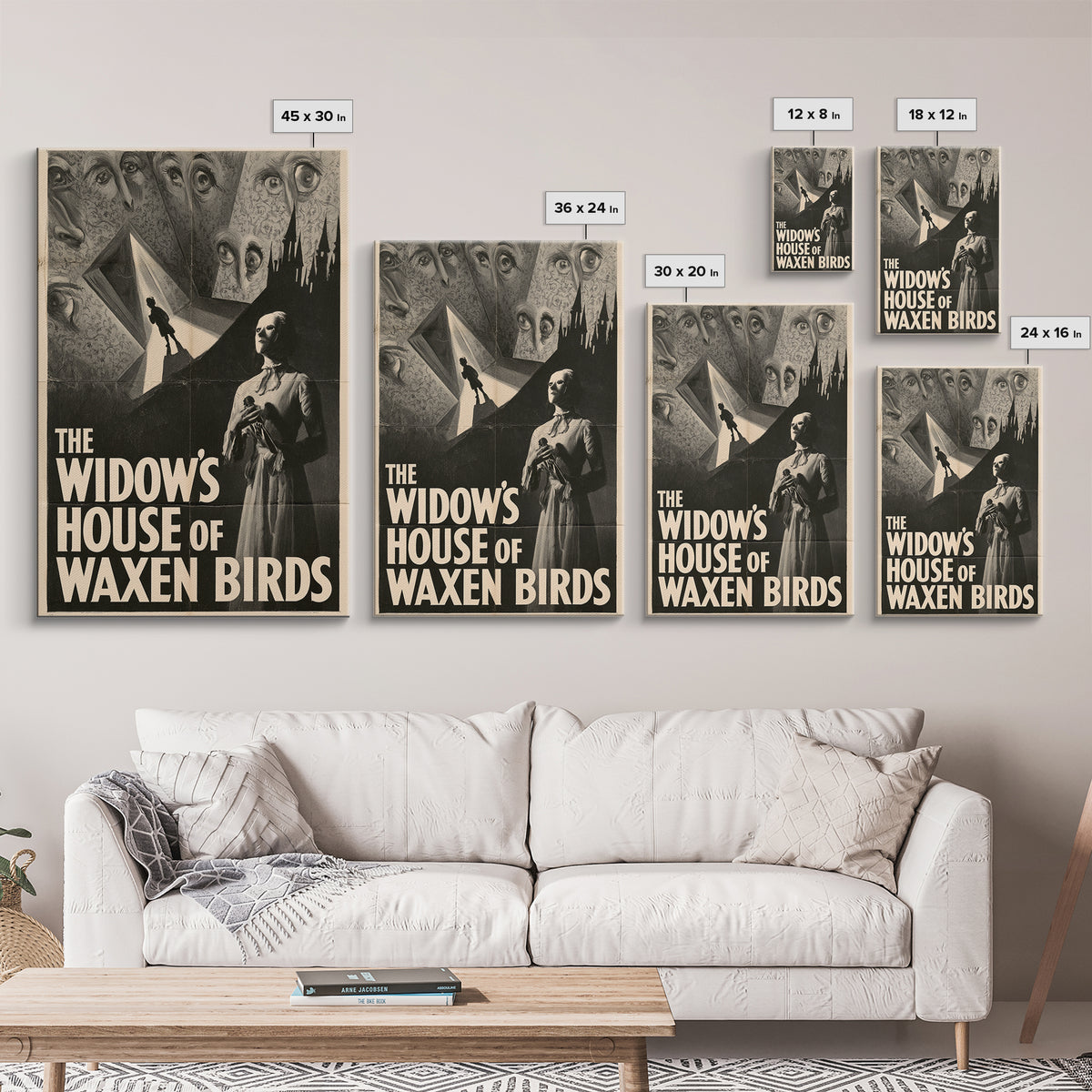 The Widow'S House Of Waxen Birds, English Language Horror Movie Poster, 1930s Horror Art, Gothic Cinema Wall Art, Canvas Print