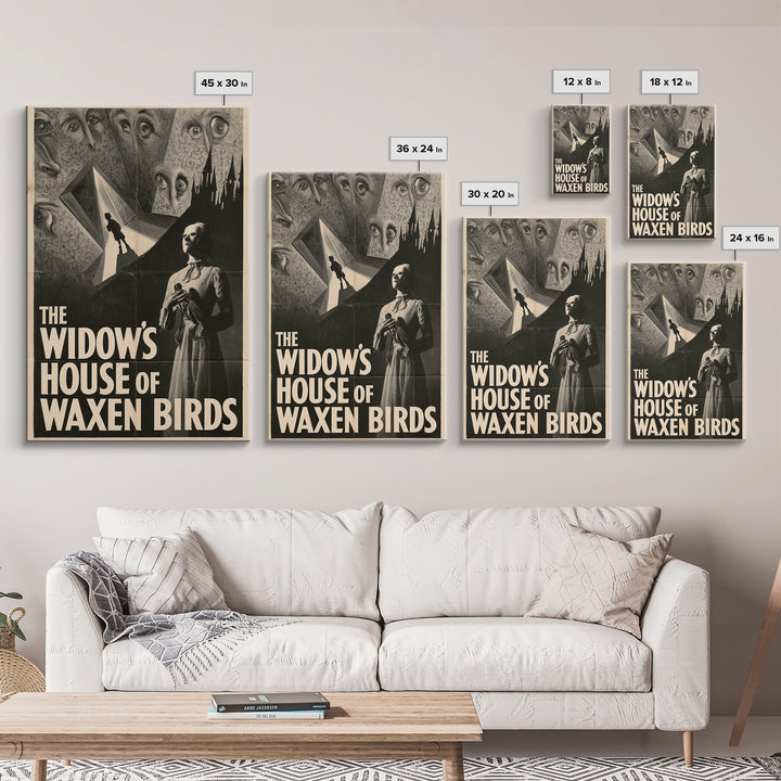 The Widow'S House Of Waxen Birds, English Language Horror Movie Poster, 1930s Horror Art, Gothic Cinema Wall Art, Canvas Print