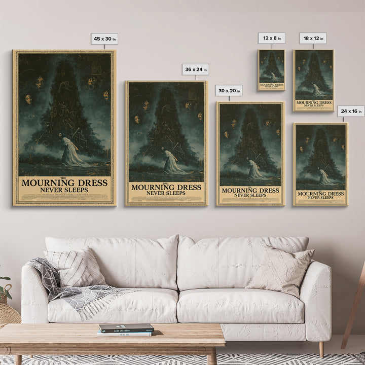 The Mourning Dress Never Sleeps, English Language Horror Movie Poster, Dark Romantic Horror Art, Cult Horror Poster, Canvas Print