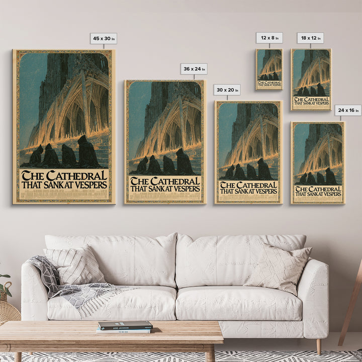 The Cathedral That Sank At Vespers, English Language Horror Movie Poster, Stained Glass Gothic Art, Gothic Cinema Wall Art, Canvas Print