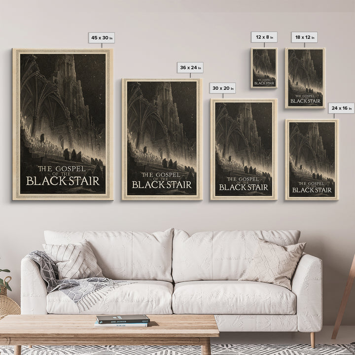 The Gospel Of The Black Stair, English Language Horror Movie Poster, Gothic Engraving Art, Gothic Cinema Wall Art, Canvas Print