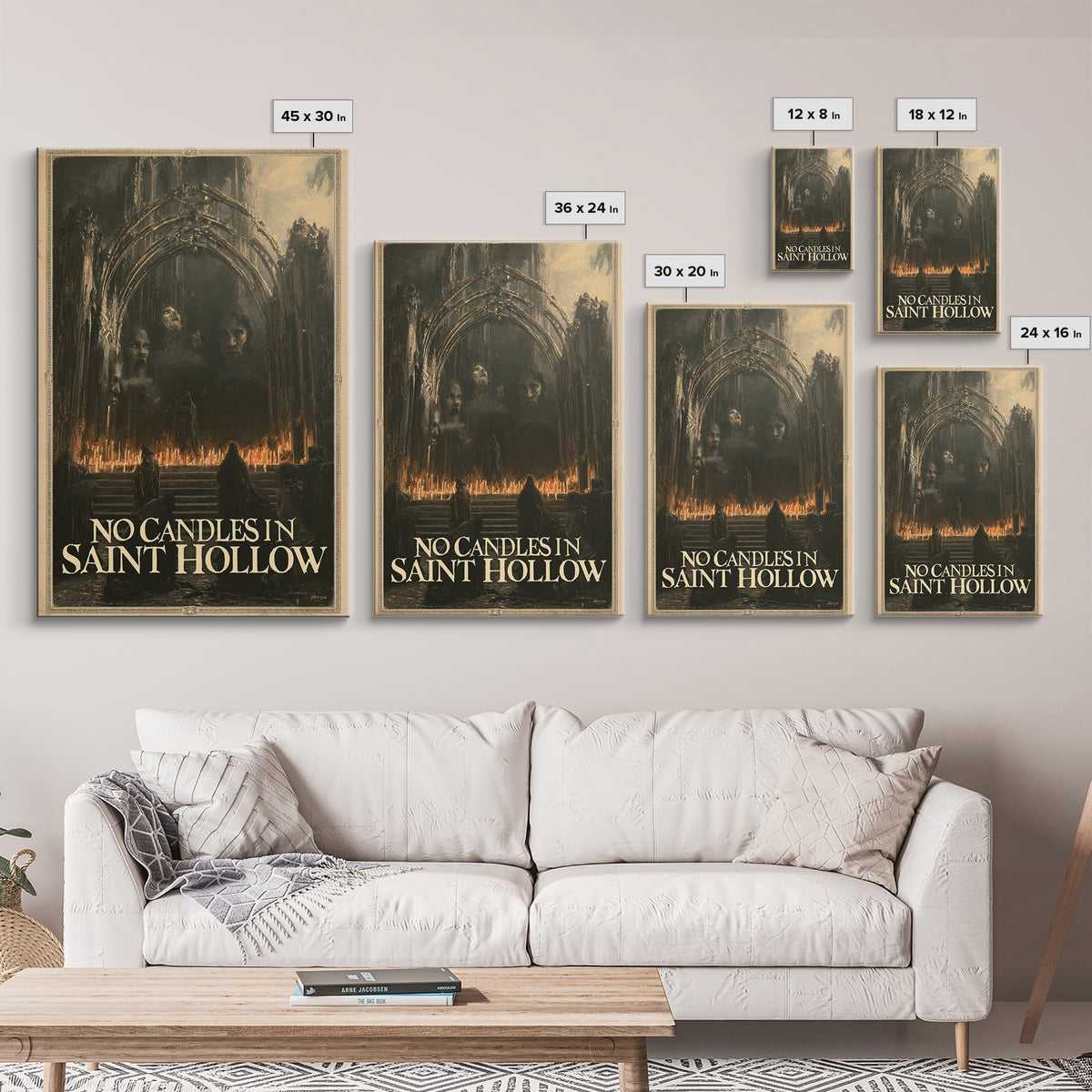 No Candles In Saint Hollow, English Language Horror Movie Poster, Dark Romantic Horror Art, Classic Monster Poster, Canvas Print