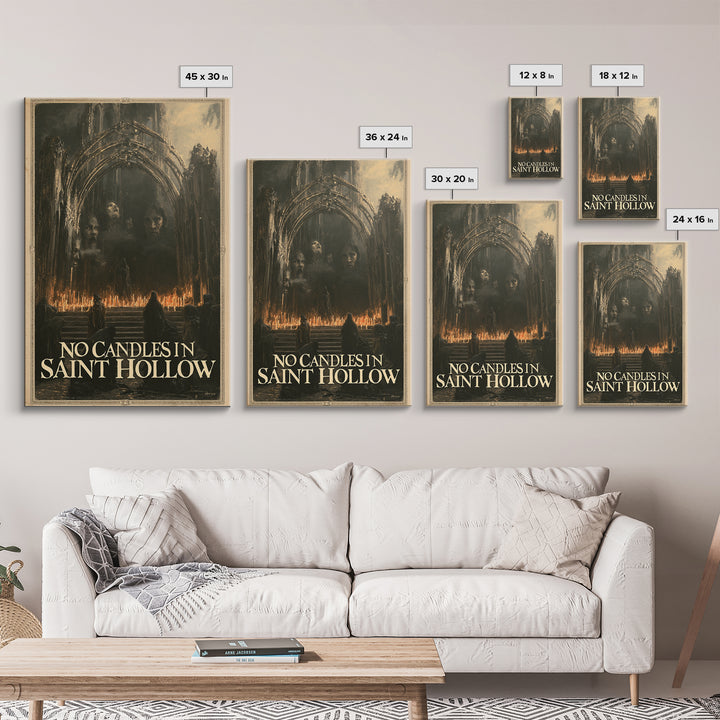 No Candles In Saint Hollow, English Language Horror Movie Poster, Dark Romantic Horror Art, Classic Monster Poster, Canvas Print