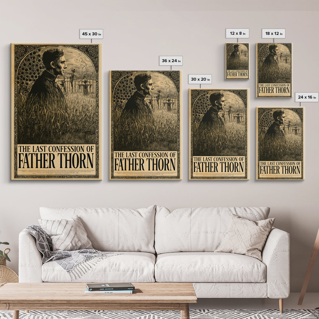 The Last Confession Of Father Thorn, English Language Horror Movie Poster, Decadent Line Art, Gothic Cinema Wall Art