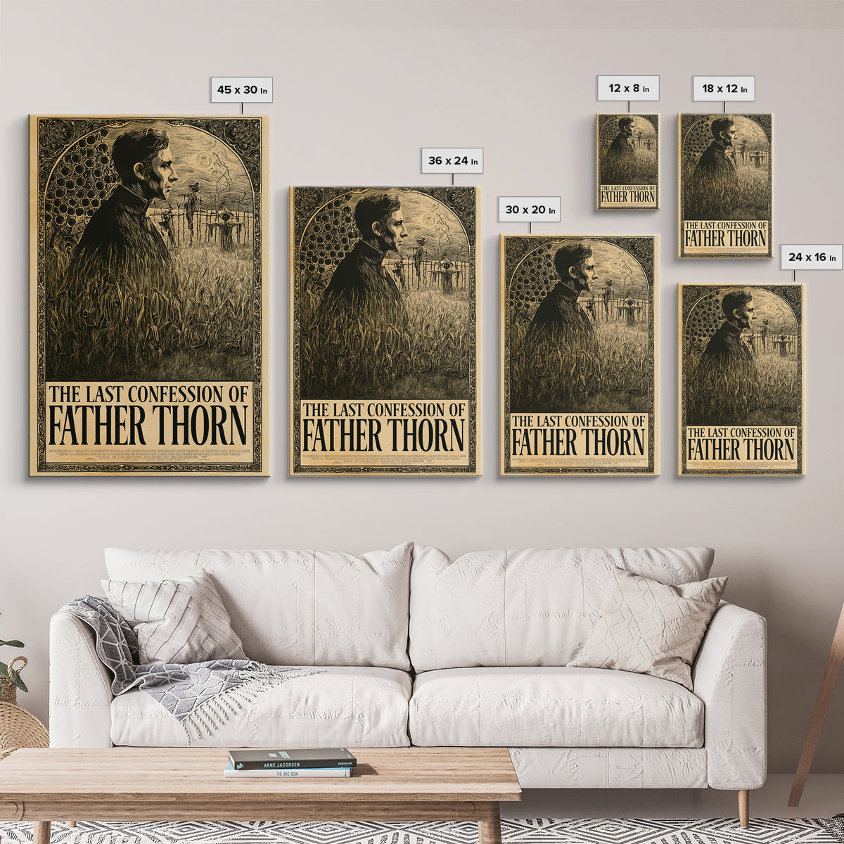The Last Confession Of Father Thorn, English Language Horror Movie Poster, Decadent Line Art, Gothic Cinema Wall Art