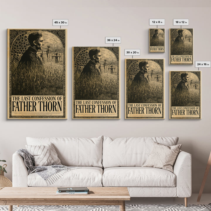 The Last Confession Of Father Thorn, English Language Horror Movie Poster, Decadent Line Art, Gothic Cinema Wall Art