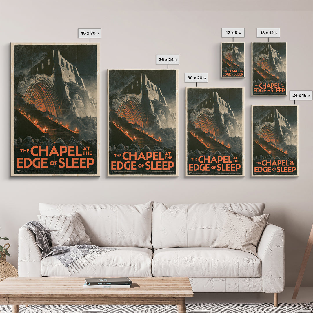 The Chapel At The Edge Of Sleep, English Language Horror Movie Poster, 1930s Horror Art, Retro Horror Movie Art, Canvas Print