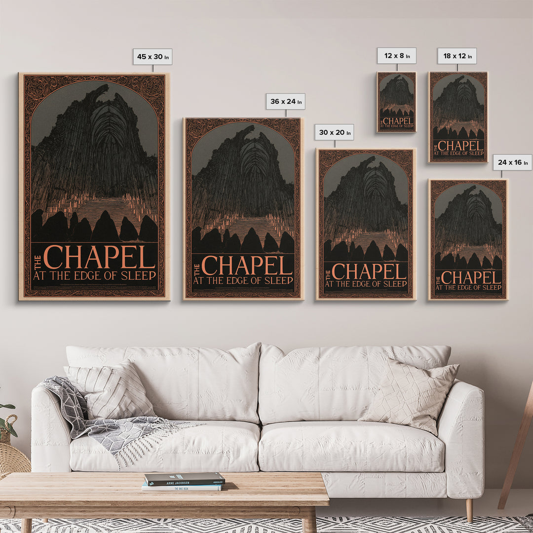 The Chapel At The Edge Of Sleep, English Language Horror Movie Poster, Decadent Line Art, Gothic Cinema Wall Art