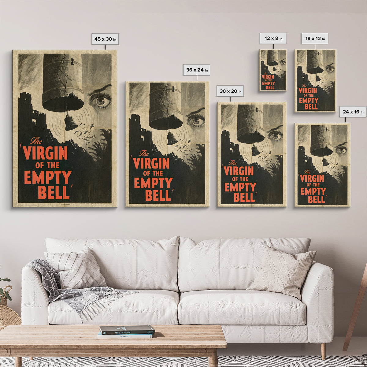 The Virgin Of The Empty Bell, English Language Horror Movie Poster, 1930s Horror Art, Retro Horror Movie Art, Canvas Print