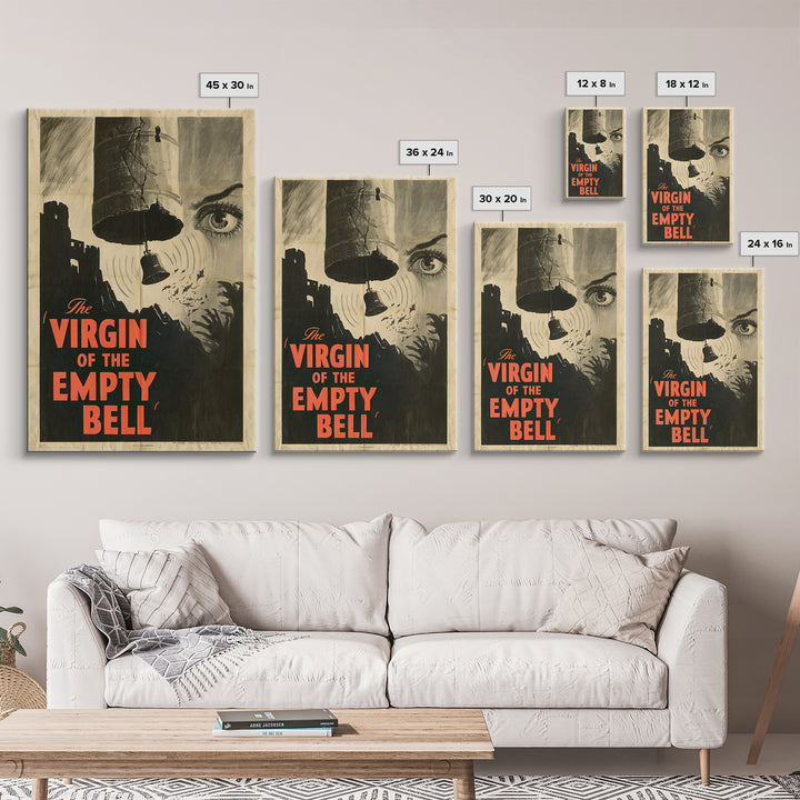 The Virgin Of The Empty Bell, English Language Horror Movie Poster, 1930s Horror Art, Retro Horror Movie Art, Canvas Print