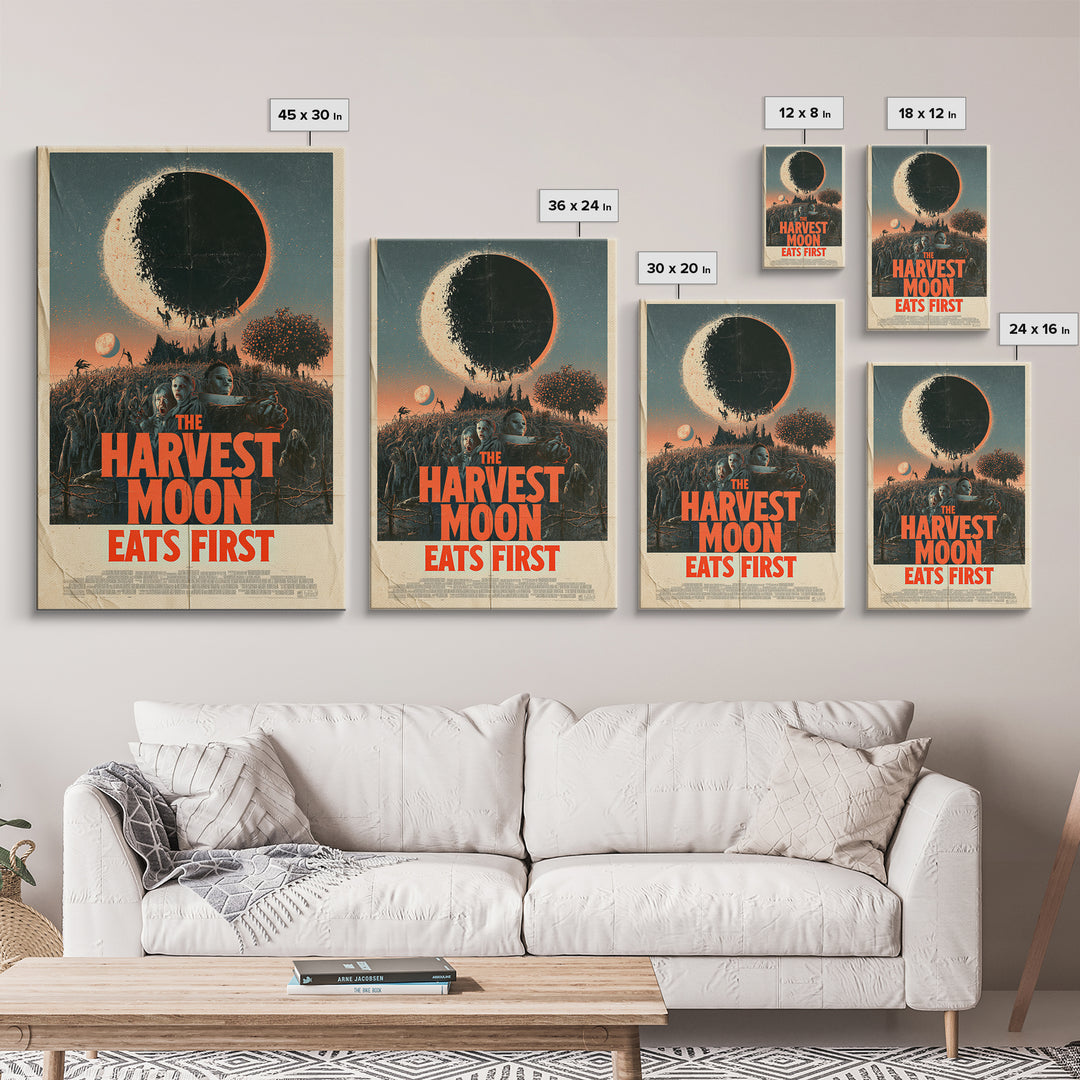 The Harvest Moon Eats First, English Language Horror Movie Poster, Giallo Horror Art, Gothic Cinema Wall Art, Canvas Print
