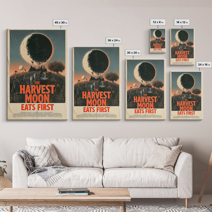 The Harvest Moon Eats First, English Language Horror Movie Poster, Giallo Horror Art, Gothic Cinema Wall Art, Canvas Print