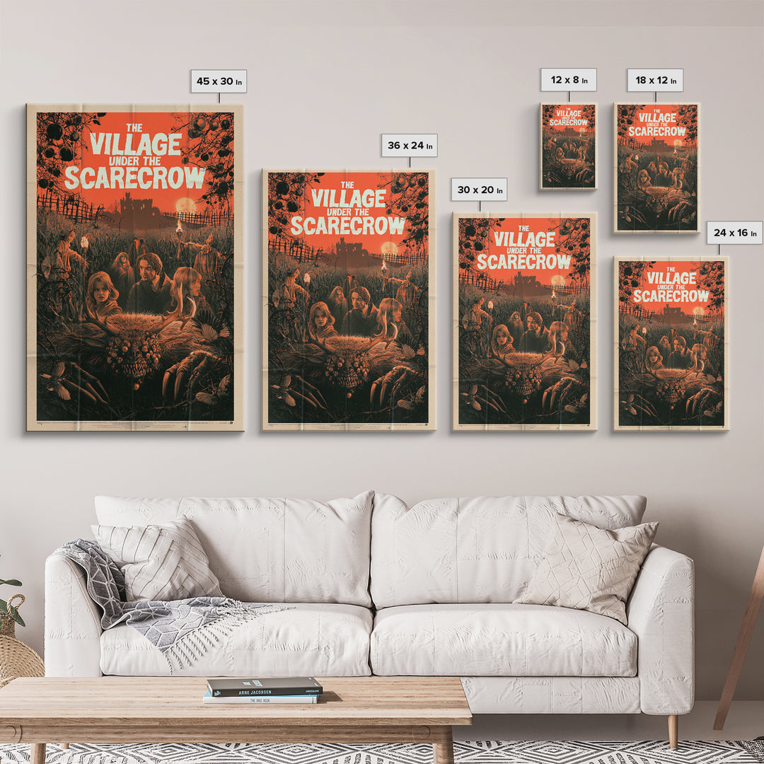 The Village Under The Scarecrow, English Language Horror Movie Poster, 1960s Horror Art, Retro Horror Movie Art, Canvas Print