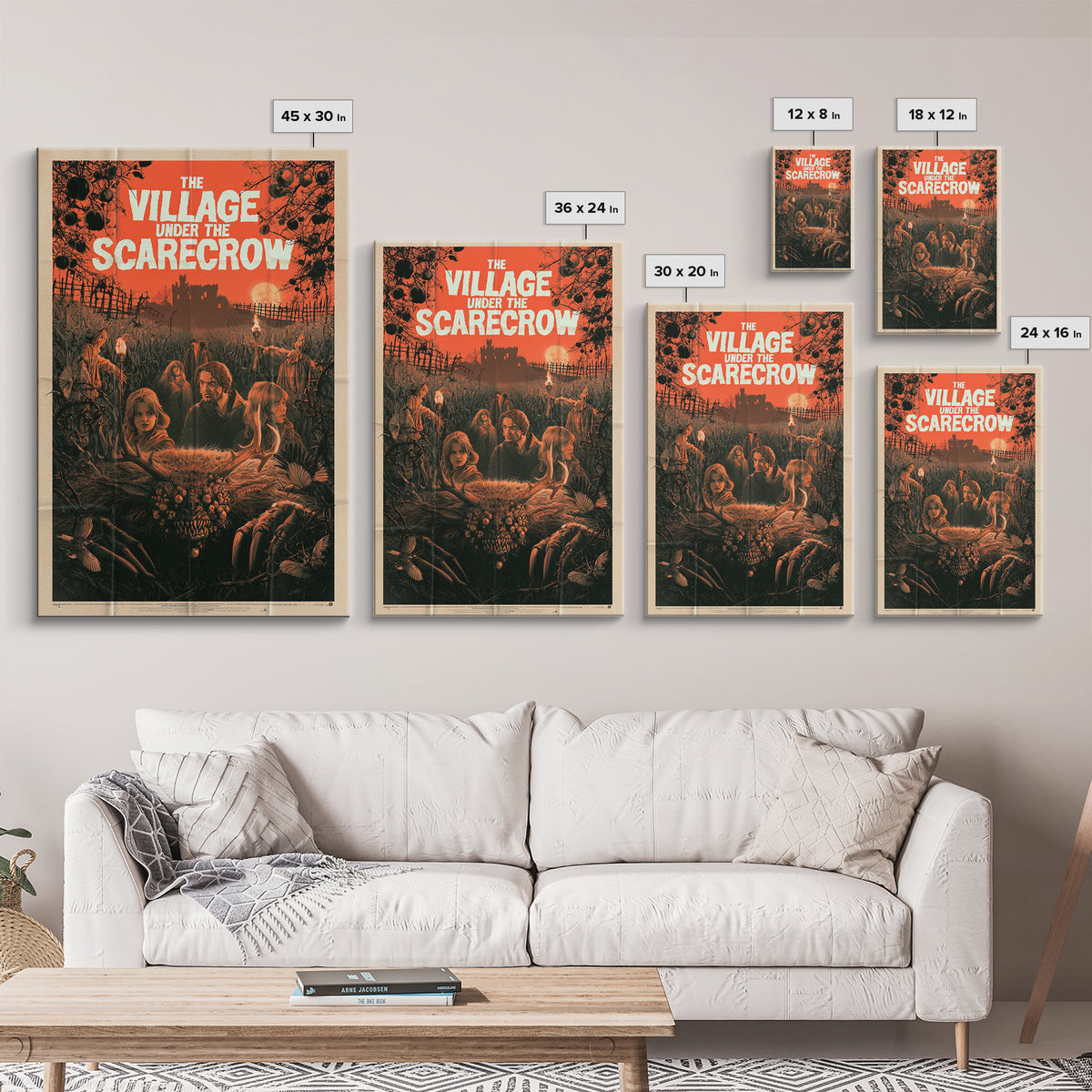 The Village Under The Scarecrow, English Language Horror Movie Poster, 1960s Horror Art, Retro Horror Movie Art, Canvas Print