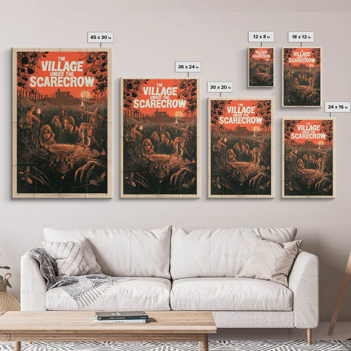 The Village Under The Scarecrow, English Language Horror Movie Poster, 1960s Horror Art, Retro Horror Movie Art, Canvas Print
